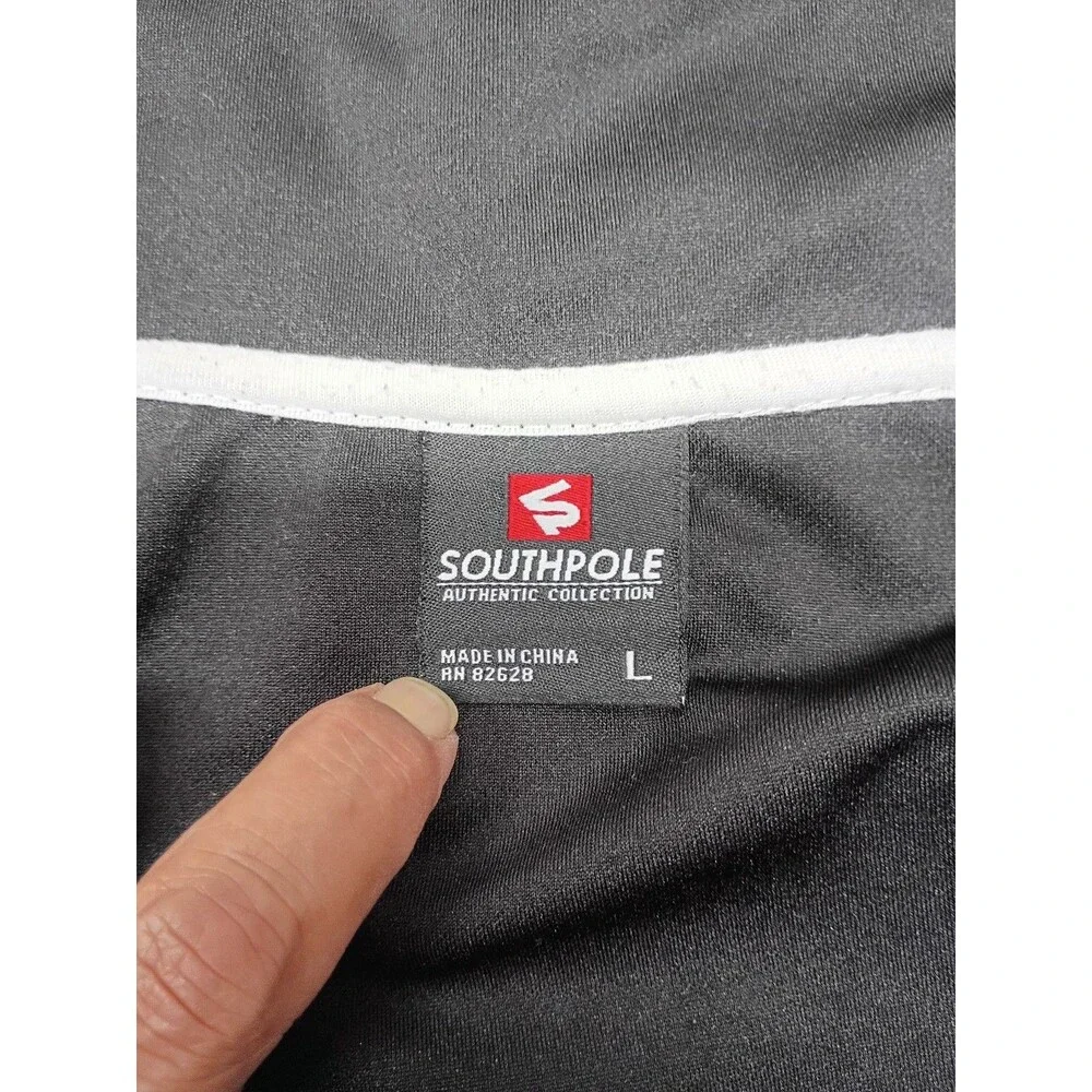 Y2K Southpole Activewear Jacket Men's Sz L Black/White Stripped Zip Front Sports